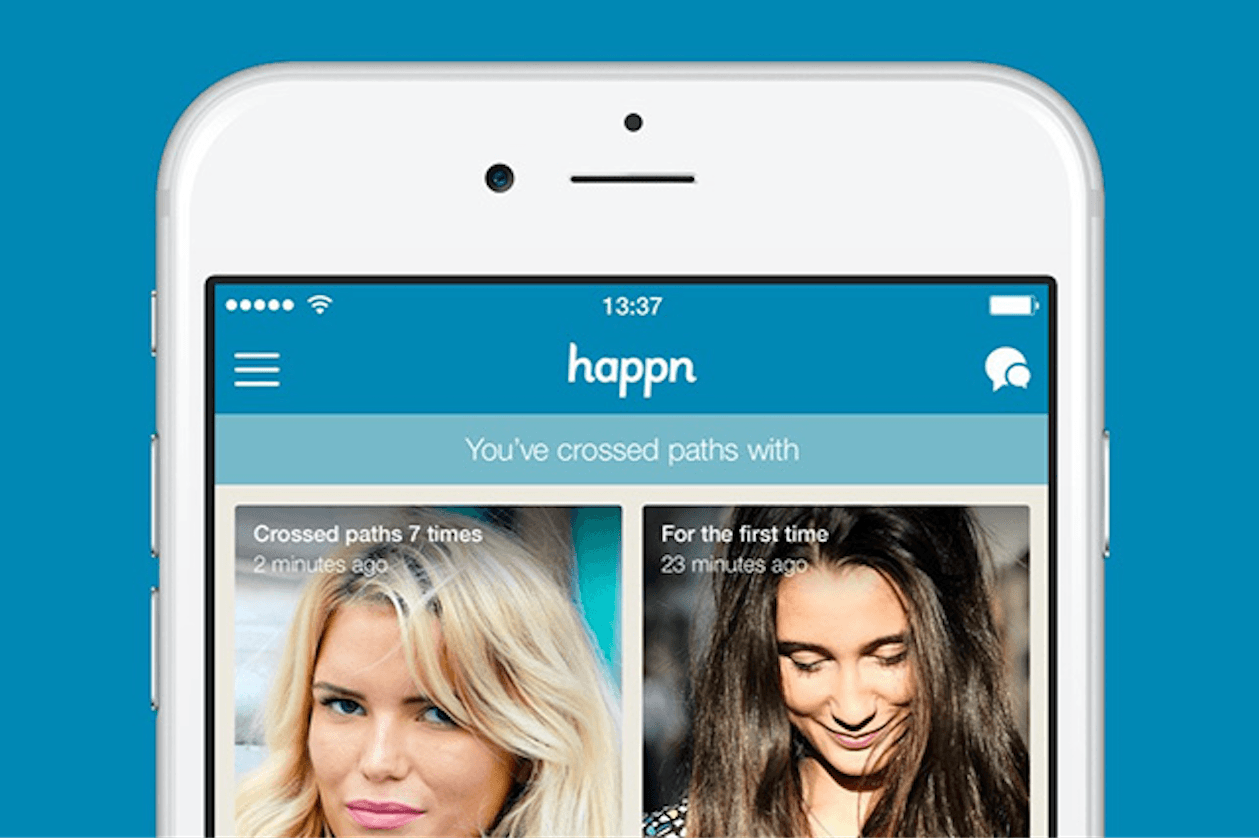Bilde av mobil som viser Happn app.Foto