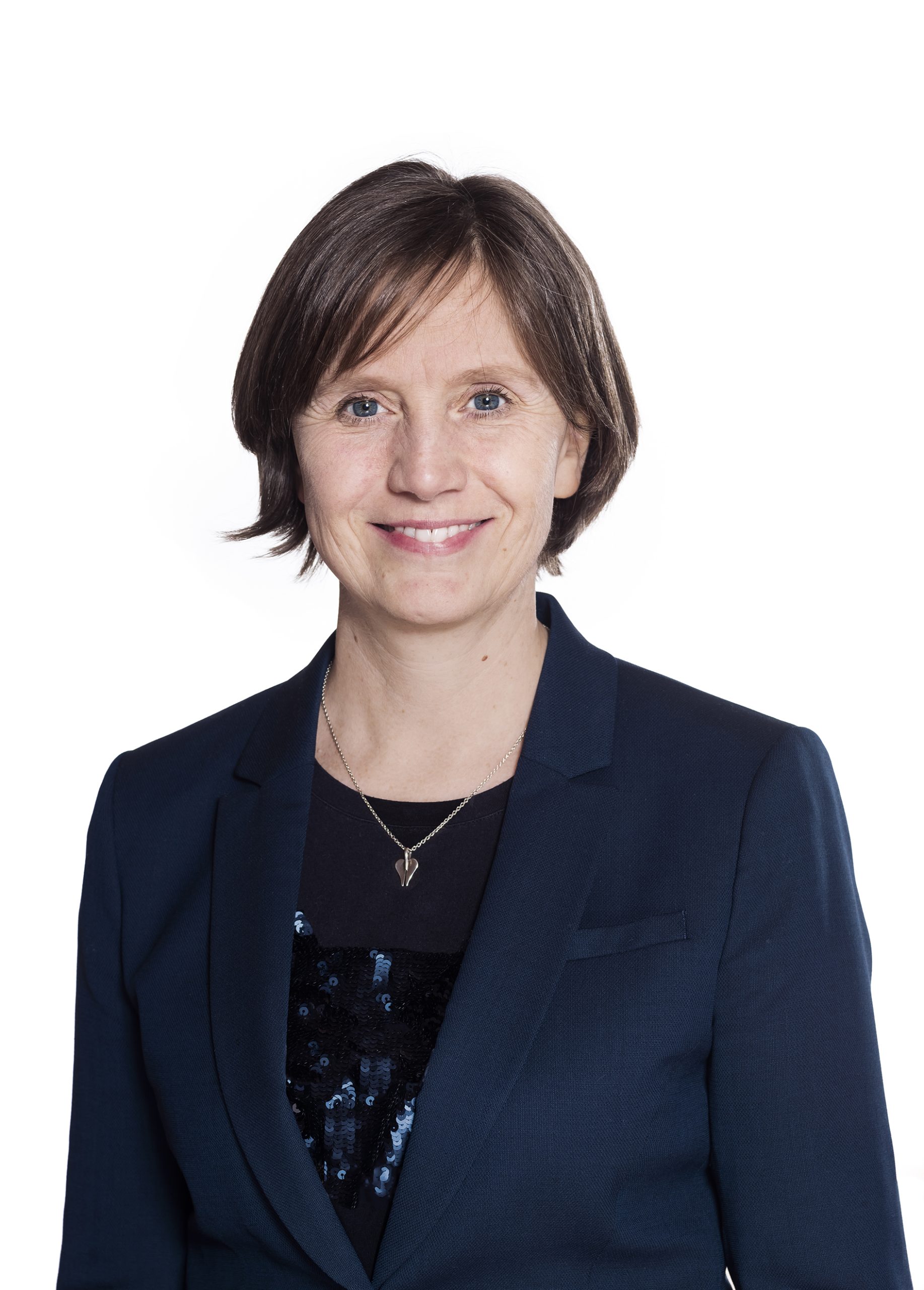 Barne- og familieminister Kjersti Toppe i blå blazer.Foto