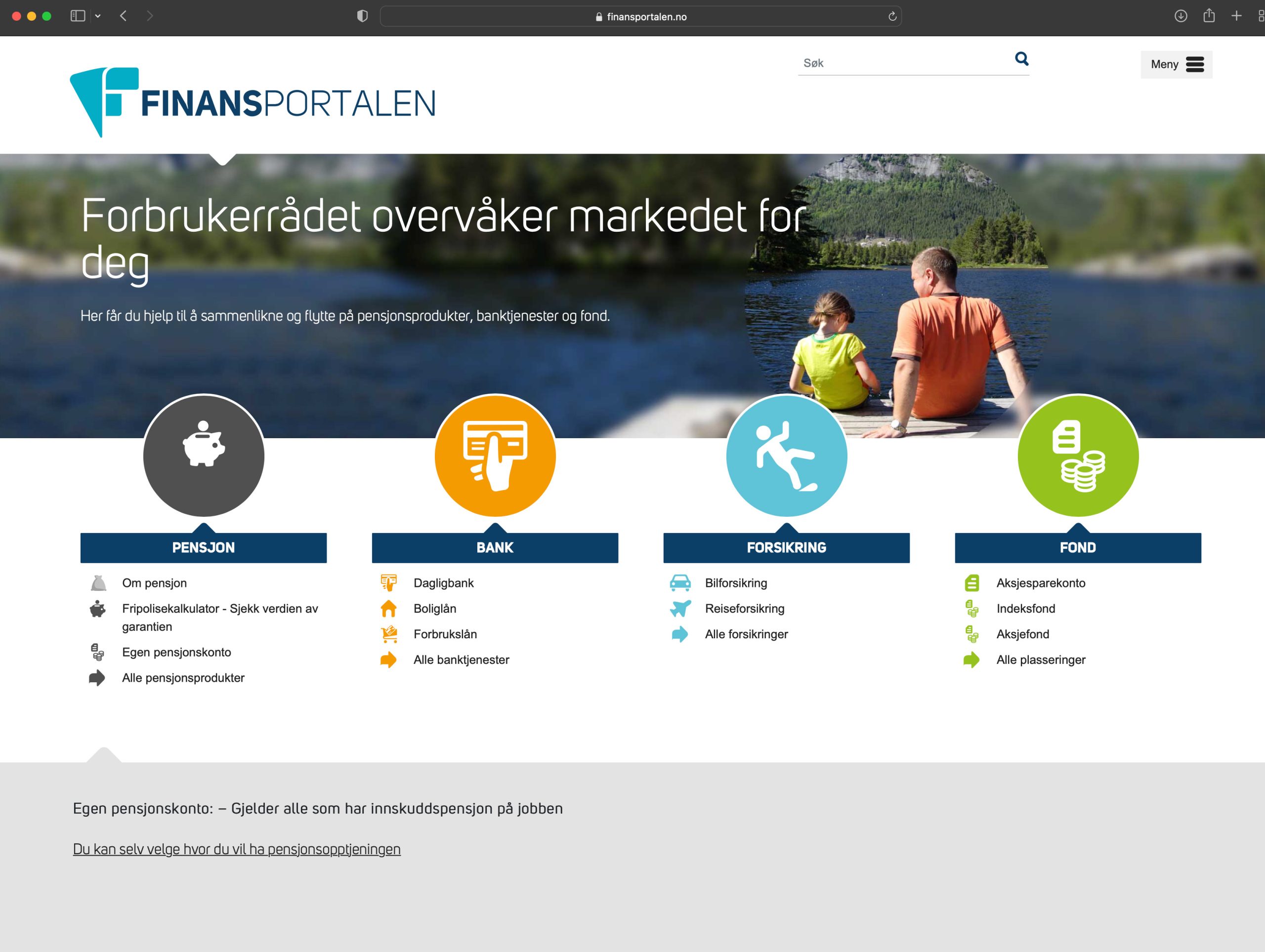 Hjemmesiden til Finansportalen.Illustrasjon