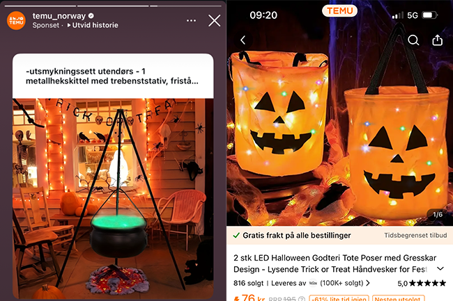 eksempler på Temu-reklame.foto