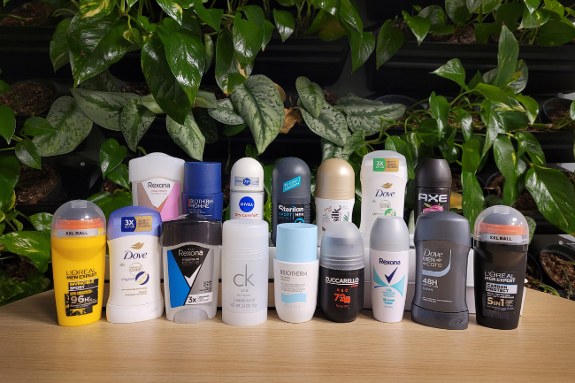 De 16 deodorantene som fikk surt smilefjes i Forbrukerrådets test.foto